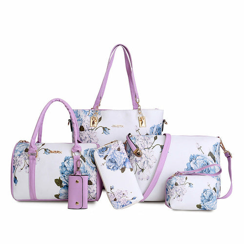 Six-Piece Printed One-Shoulder Handbags For Women