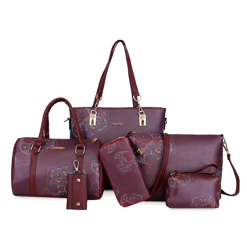 Six-Piece Printed One-Shoulder Handbags For Women