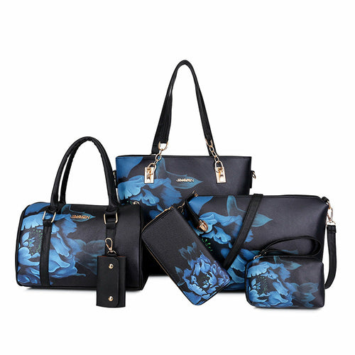 Six-Piece Printed One-Shoulder Handbags For Women
