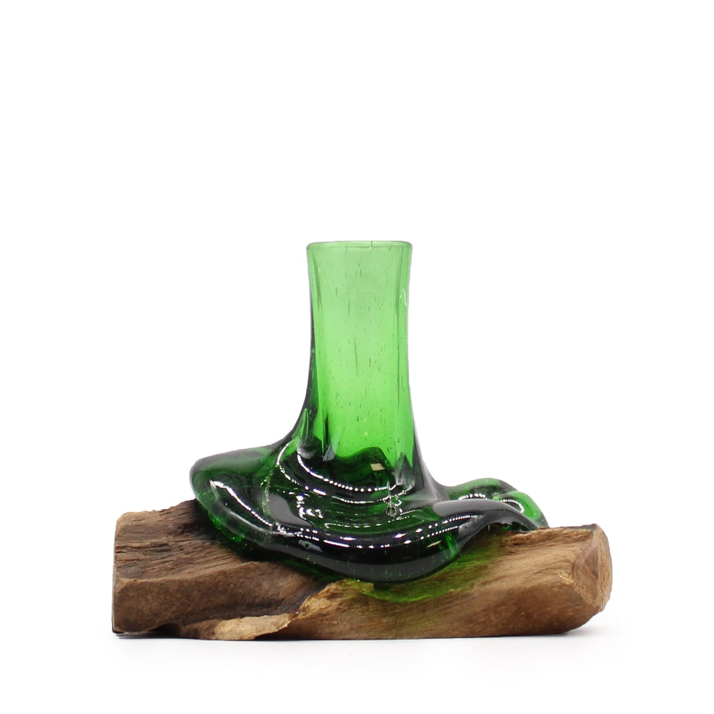 Mini Flower Vase On Wood-Recycled Bottle