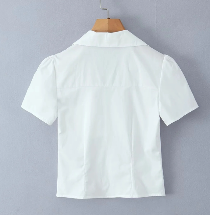Deep V-Neck Single-Breasted Cropped Top