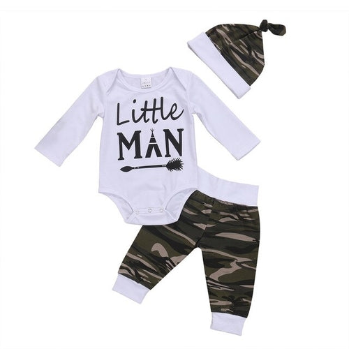3 Pcs Newborn Toddler Baby Boys Camo Clothing Set