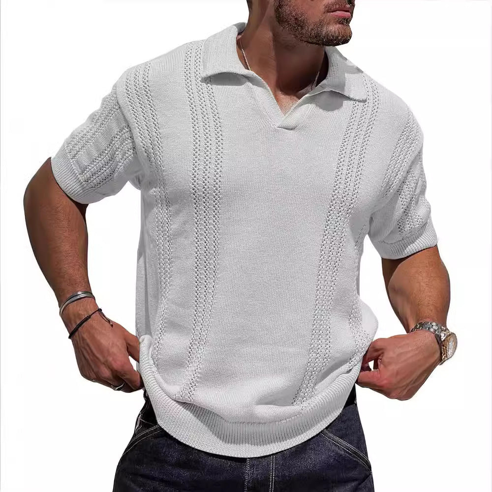 Knit Short Sleeve Men Polo Shirt