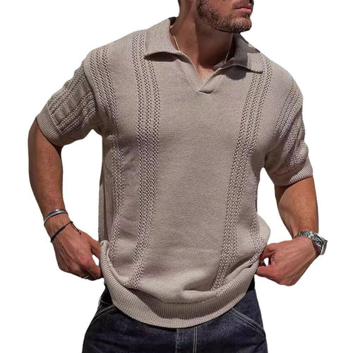 Knit Short Sleeve Men Polo Shirt