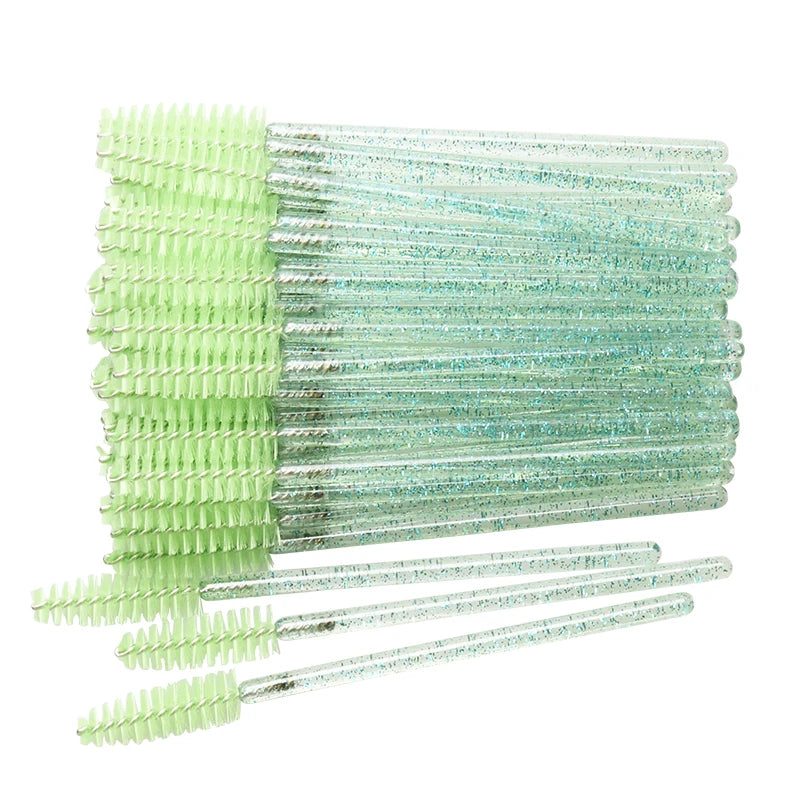 50 Pcs Disposable Crystal Eyelash brush Mascara Wands Applicator Diamond Eye Lash brushes Eyelash Extension women Makeup tools