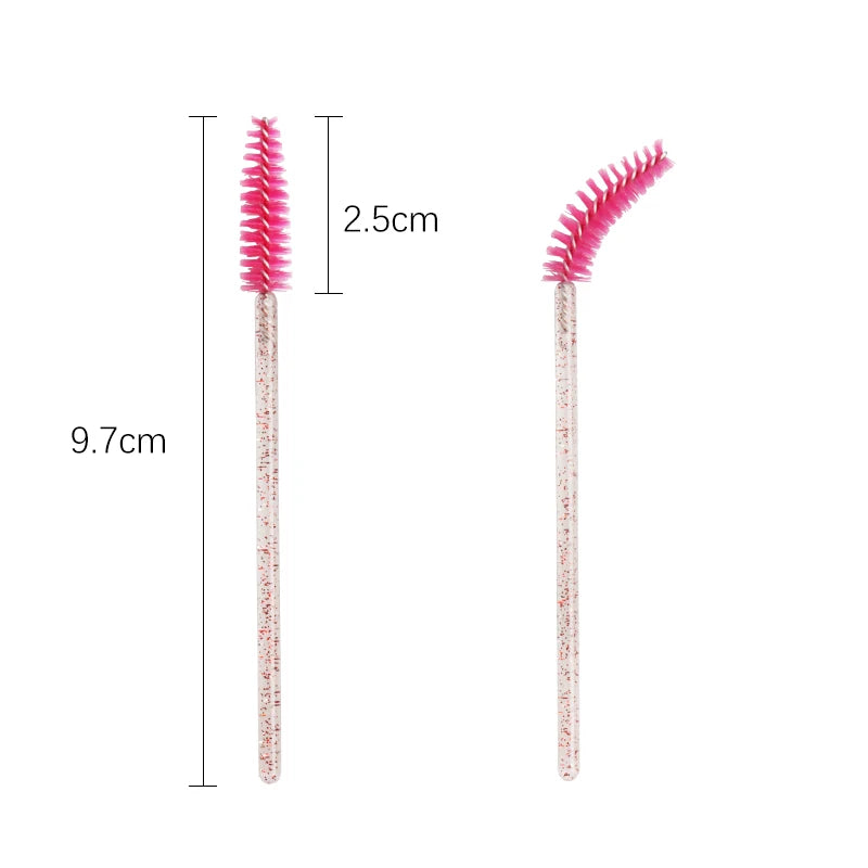 50 Pcs Disposable Crystal Eyelash brush Mascara Wands Applicator Diamond Eye Lash brushes Eyelash Extension women Makeup tools
