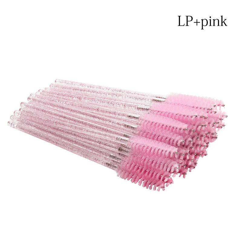 50 Pcs Disposable Crystal Eyelash brush Mascara Wands Applicator Diamond Eye Lash brushes Eyelash Extension women Makeup tools