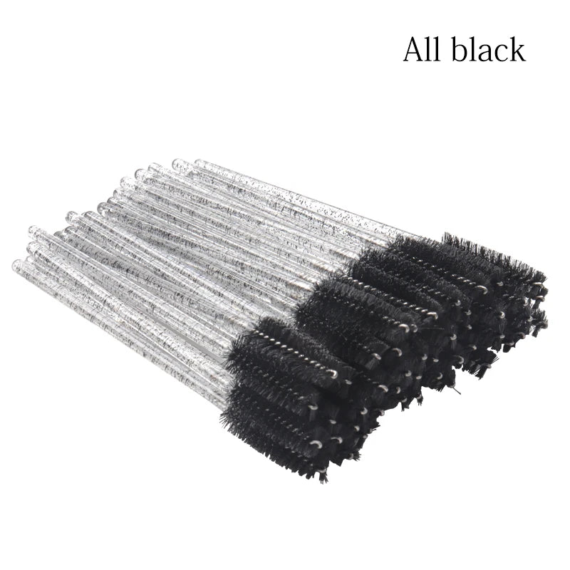 50 Pcs Disposable Crystal Eyelash brush Mascara Wands Applicator Diamond Eye Lash brushes Eyelash Extension women Makeup tools