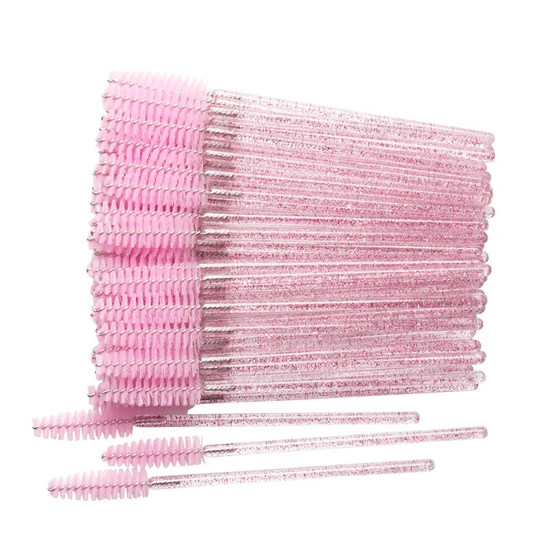 50 Pcs Disposable Crystal Eyelash brush Mascara Wands Applicator Diamond Eye Lash brushes Eyelash Extension women Makeup tools