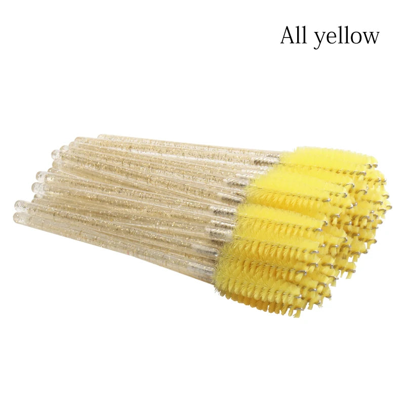 50 Pcs Disposable Crystal Eyelash brush Mascara Wands Applicator Diamond Eye Lash brushes Eyelash Extension women Makeup tools