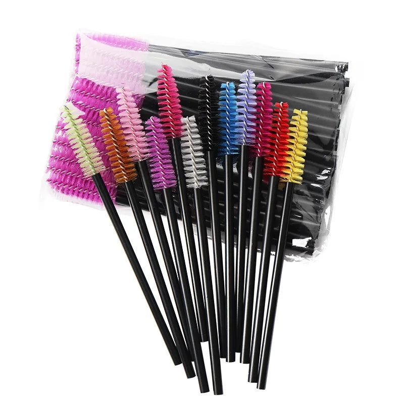 50 Pcs Disposable Crystal Eyelash brush Mascara Wands Applicator Diamond Eye Lash brushes Eyelash Extension women Makeup tools