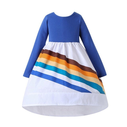 Kids Girls Rainbow Dress Splice Princess Pageant