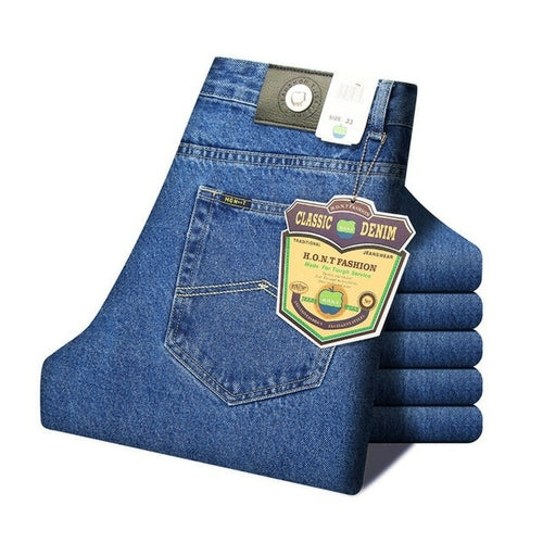 Men Business Jeans Classic Spring Autumn Male Cotton Straight Stretch