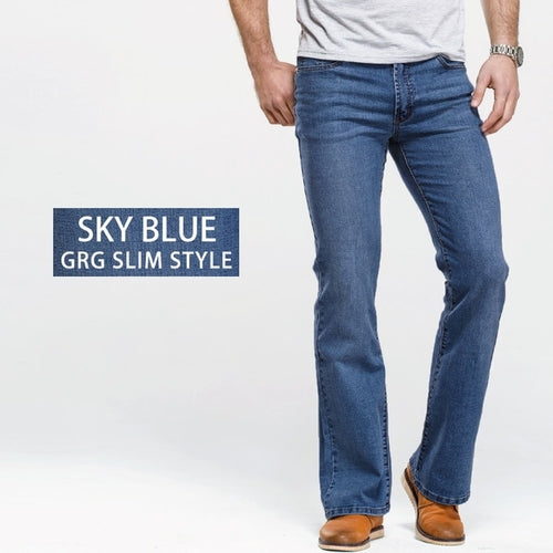 Mens Boot Cut Jeans Slightly Flared | Men's Jeans Trousers Stretch -