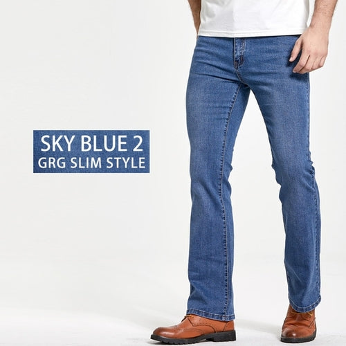 Mens Boot Cut Jeans Slightly Flared | Men's Jeans Trousers Stretch -