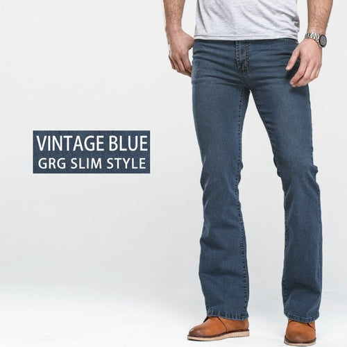 Mens Boot Cut Jeans Slightly Flared | Men's Jeans Trousers Stretch -