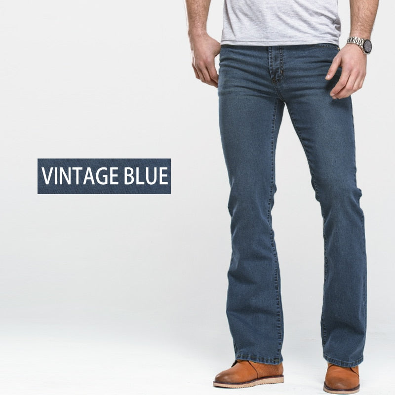 Mens Boot Cut Jeans Slightly Flared | Men's Jeans Trousers Stretch -