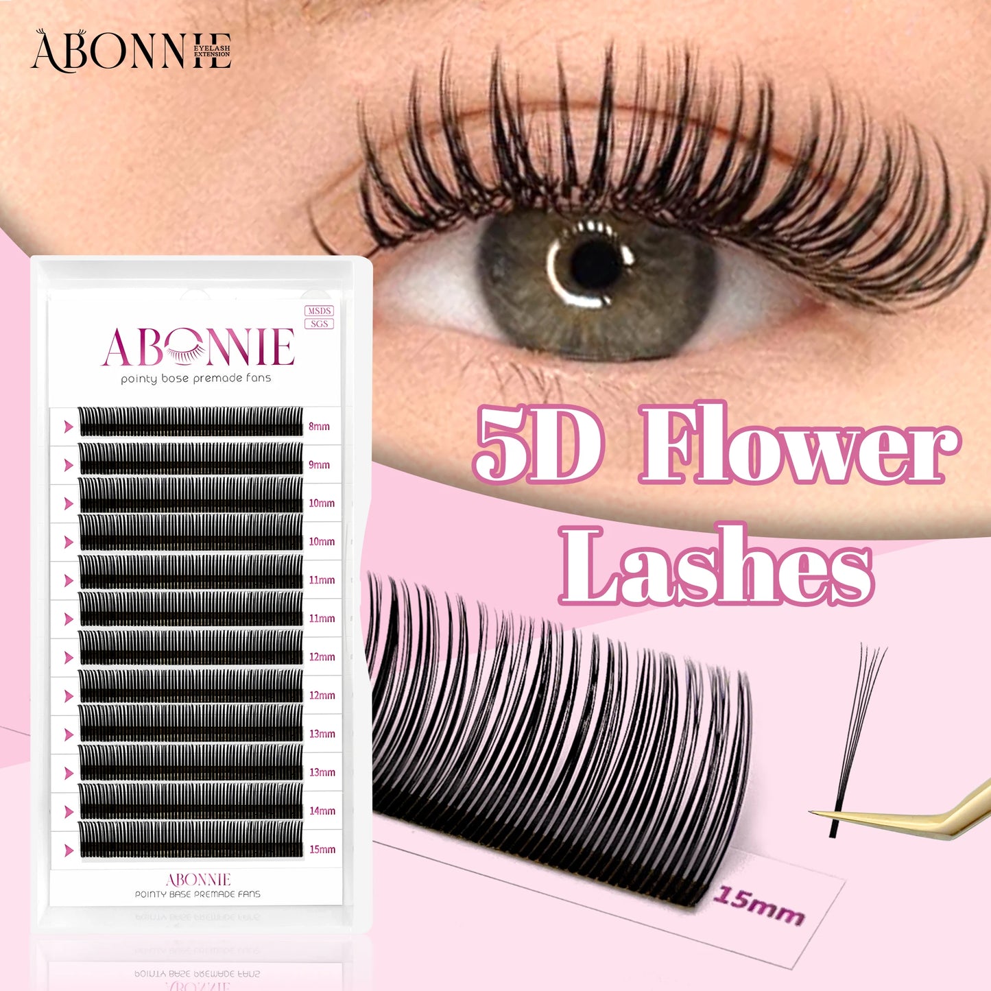 Abonnie 5D Flower Lashes Spikes Eyelash Extensions Fluffy Volume Fans