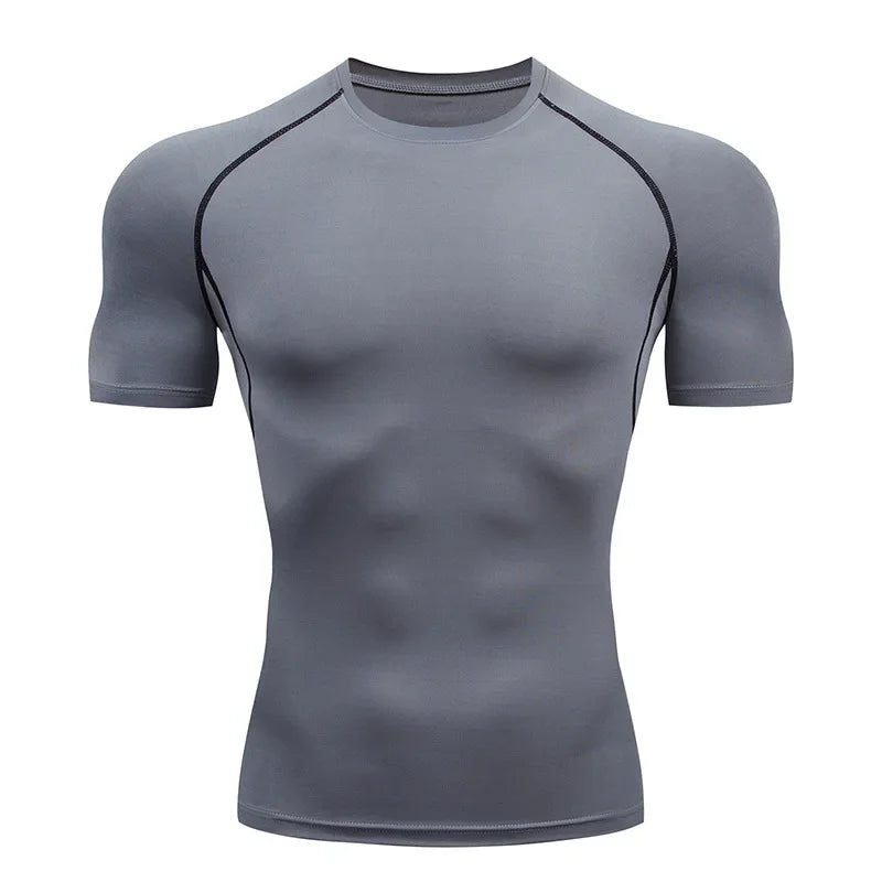 Men's Compression T-shirt Breathable Football Suit Fitness Tight Sportswear Riding Quick Dry Running Short Sleeve Shirt Sports