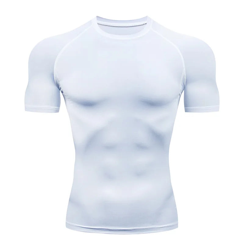 Men's Compression T-shirt Breathable Football Suit Fitness Tight Sportswear Riding Quick Dry Running Short Sleeve Shirt Sports
