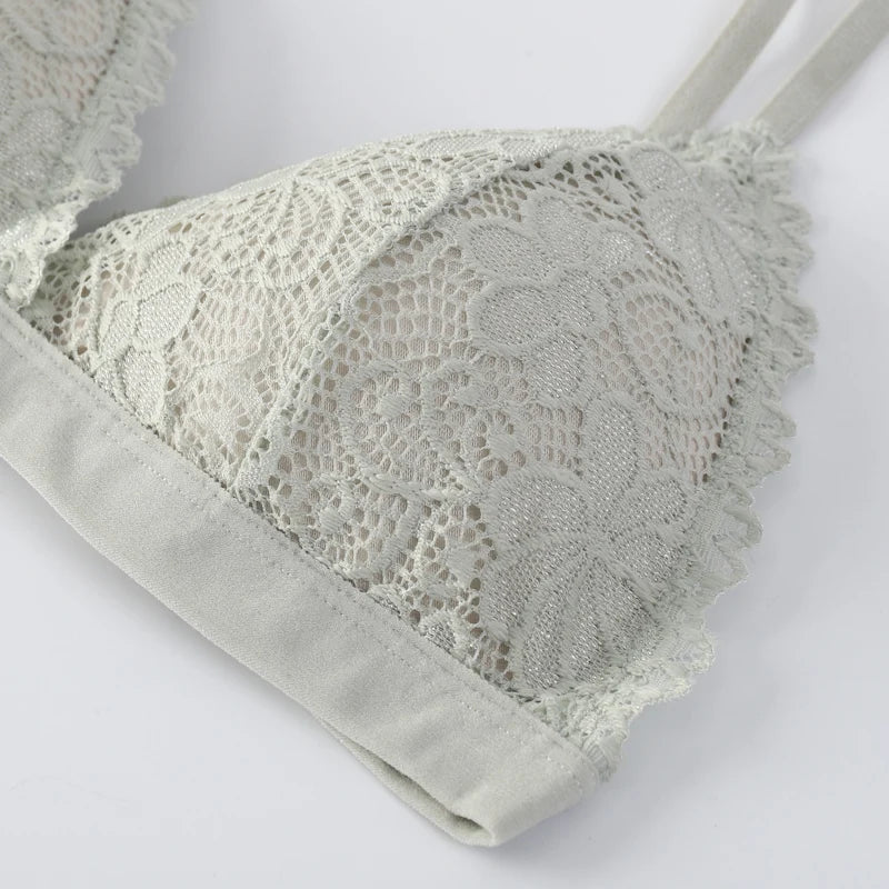 Women Bra Set Lace Women's Underwear Sexy Lingerie Set Low Waist Briefs Vneck Embroidery Brassiere Panties Set Female Intimates