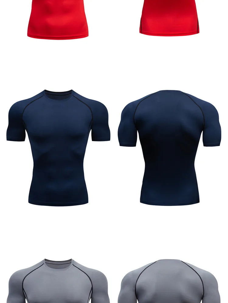 Men's Compression T-shirt Breathable Football Suit Fitness Tight Sportswear Riding Quick Dry Running Short Sleeve Shirt Sports