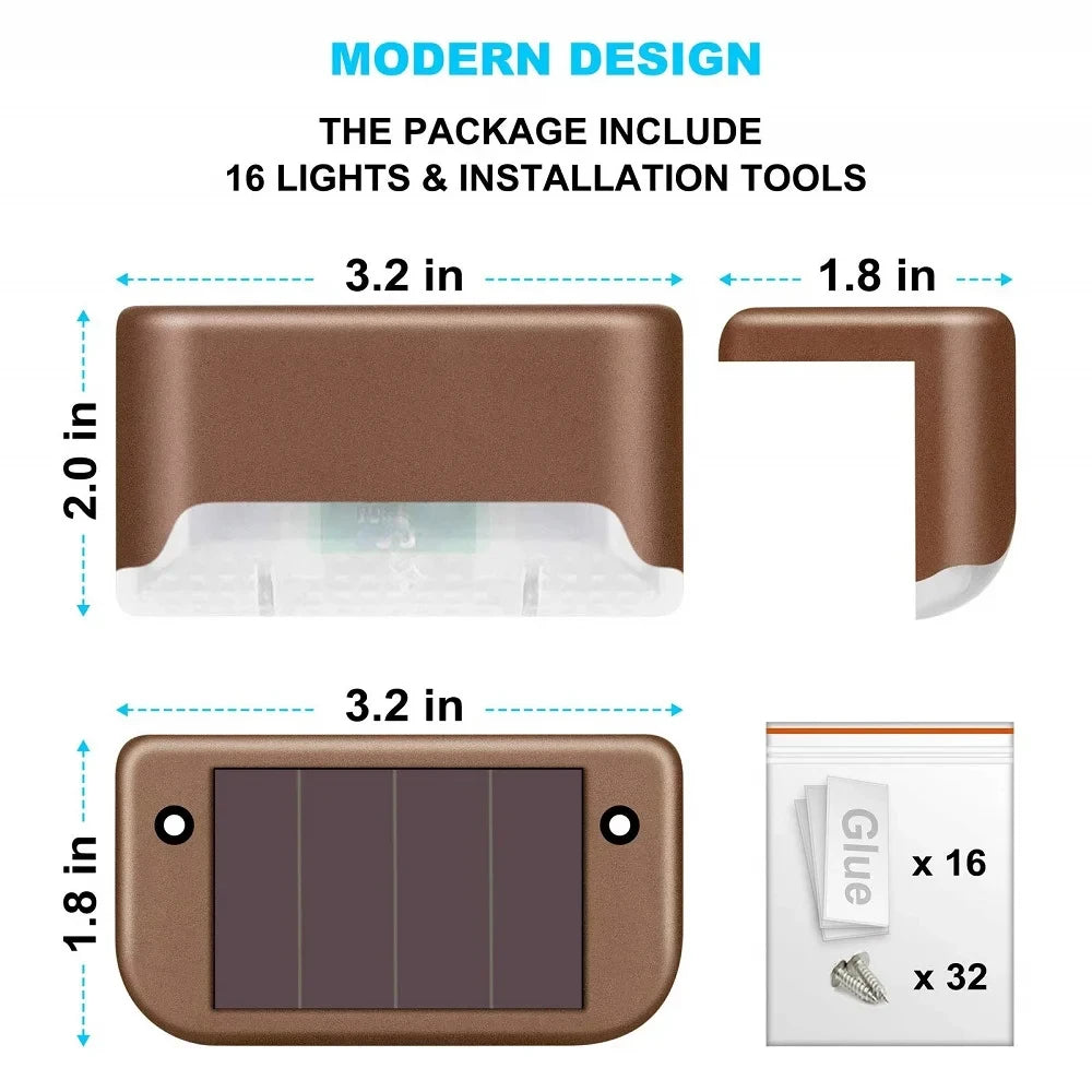 Solar Deck Lights 6 PacK Outdoor Step Lights Waterproof Led Solar Lamp