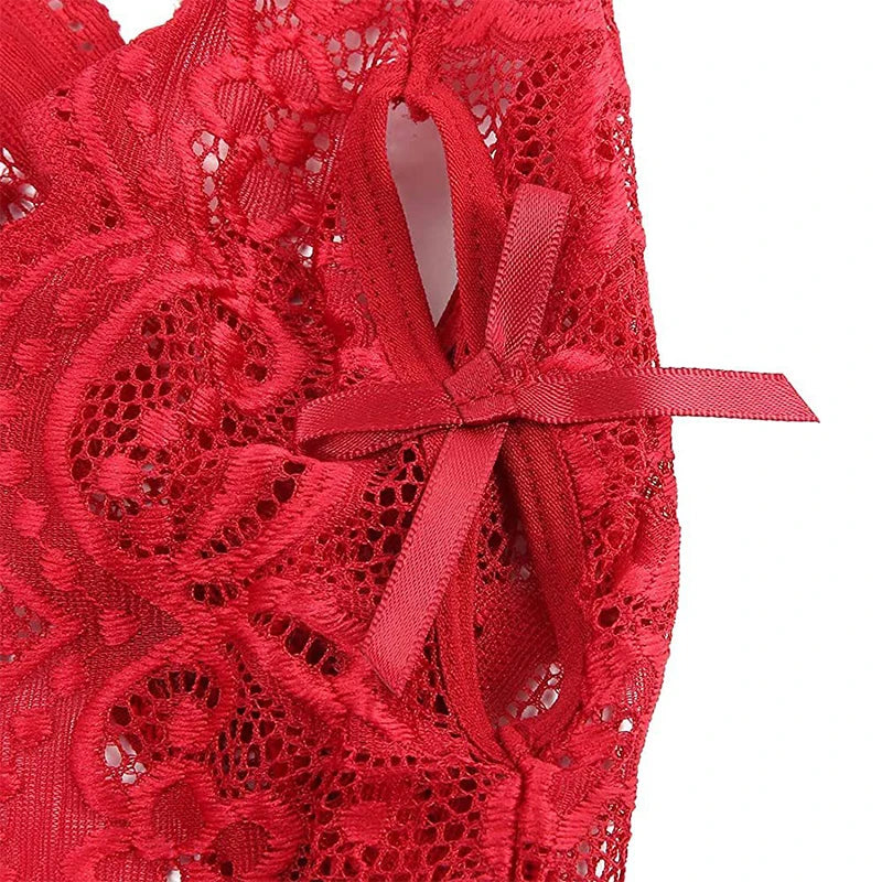 2024 Sexy Lingerie Woman Lace Transparent Underwear V Open Lace Brief bodysuit Delicate Bra Kit Push Up Breves Sets Erotic Bra