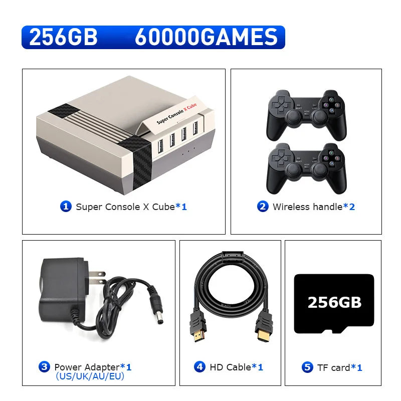 Kinhank Video Games Consoles Super Console X Cube Retro Game Console with 60,000+ Classic Games Compatible with PSP/PS1/DC,Etc