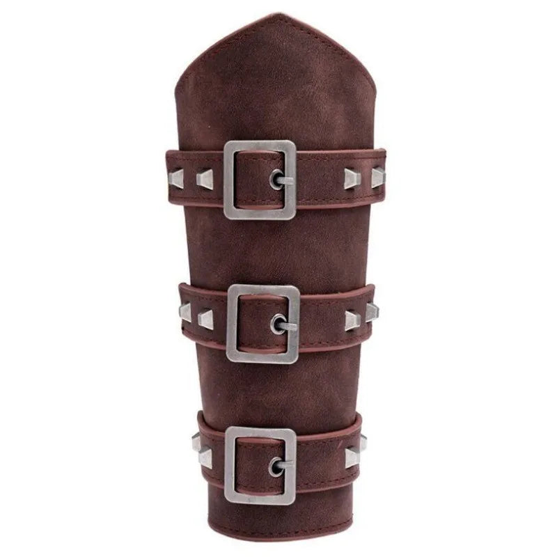 Punk Hip Hop 1Pc Cosplay Leather Armor Arm Cosplay Bracer Pirate Knight Gauntlet Wristband Bracer Accessories New Men's Bracelet