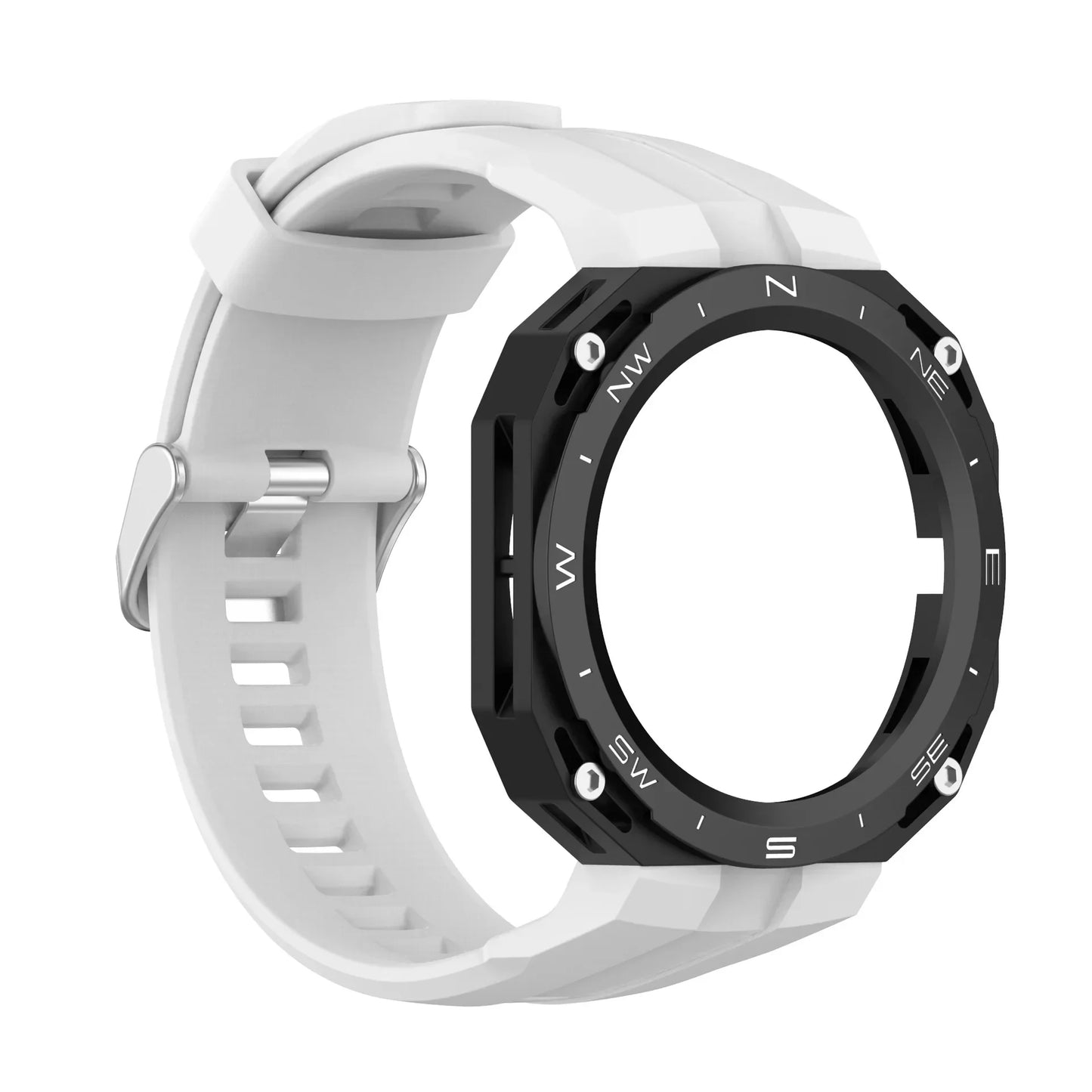 Silicone Compass Pattern Case+Strap for Huawei Watch GT Cyber Watch Bracelet Replacement Accessories Integrated Modification Kit