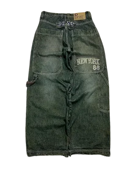 Y2K American Trendy Jeans Retro Gothic Graphic Embroidery Loose men s Jeans Harajuku Hip Hop Street Wide Leg Jeans Pants