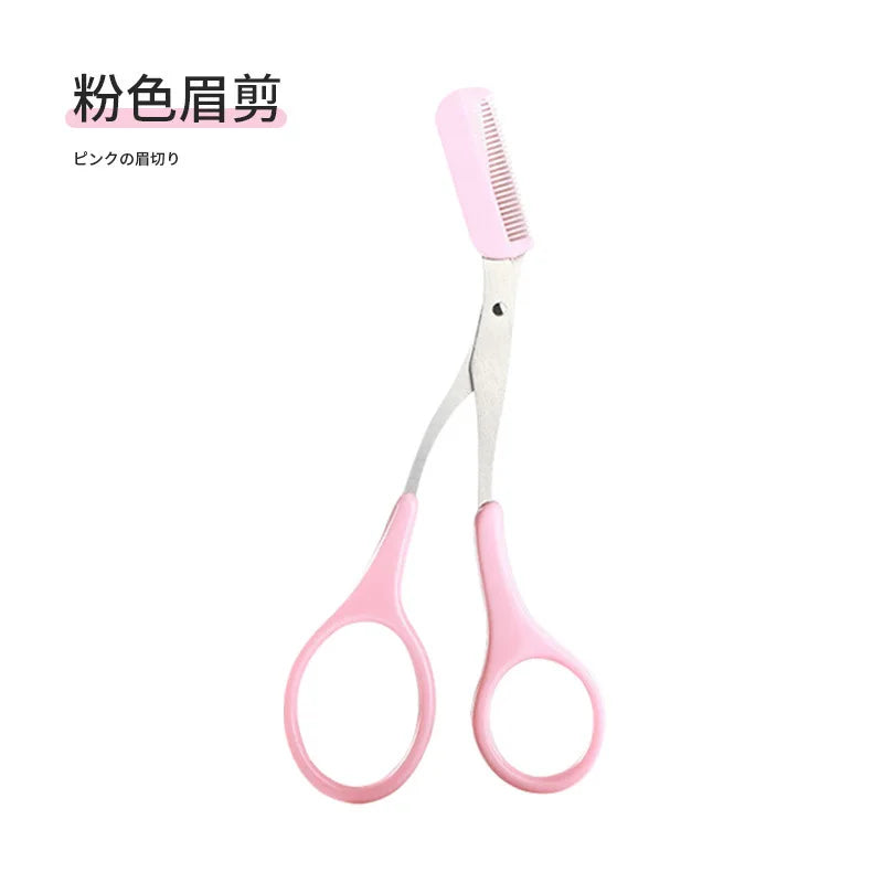 Safe Eyebrow Trimmer Makeup Products Stainless Steel Eyebrow Scissors with Comb Hair Removal Shaver Eyebrow Shaping Makeup Tools