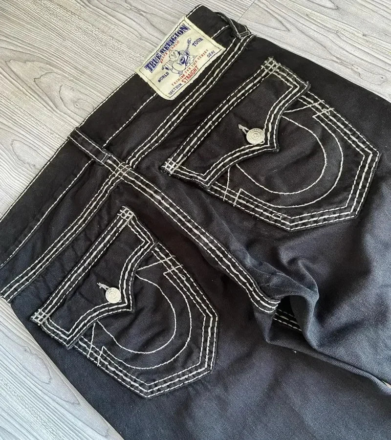 Y2K American Trendy Jeans Retro Gothic Graphic Embroidery Loose men s Jeans Harajuku Hip Hop Street Wide Leg Jeans Pants