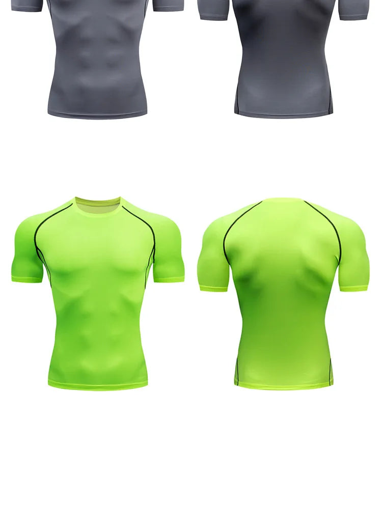 Men's Compression T-shirt Breathable Football Suit Fitness Tight Sportswear Riding Quick Dry Running Short Sleeve Shirt Sports
