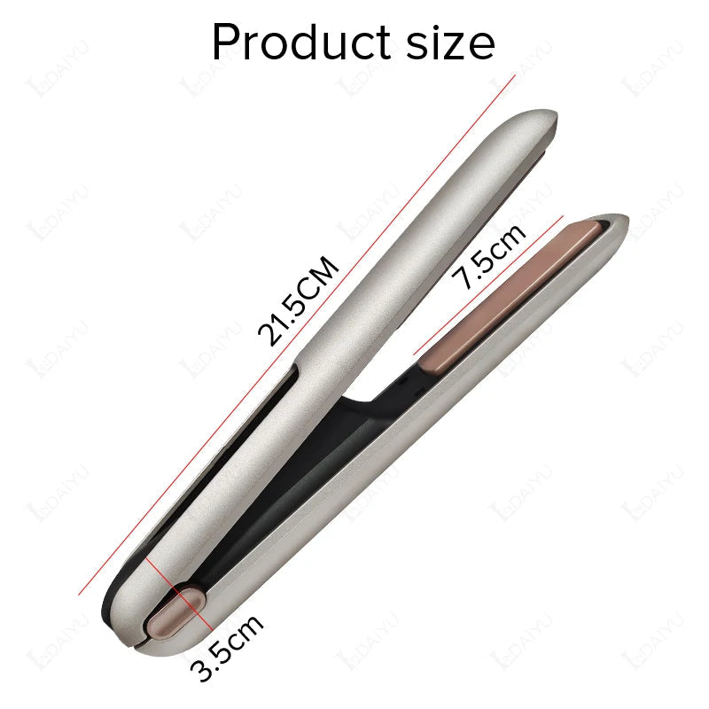 Cordless Hair Straightener Mini Portable Wireless Curler USB