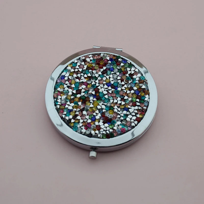 Compact Mirror Travel Exquisite Makeup Tools Round Portable Folding Makeup Mirror Put In Pocket Double-sided Mirror
