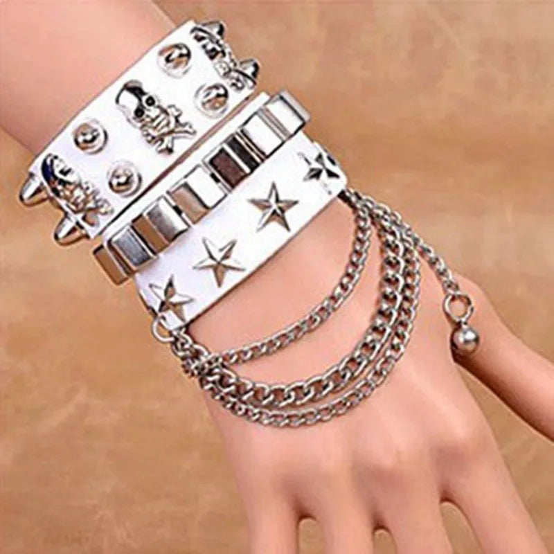Punk Hip Hop 1Pc Cosplay Leather Armor Arm Cosplay Bracer Pirate Knight Gauntlet Wristband Bracer Accessories New Men's Bracelet