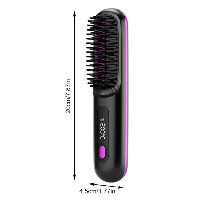 Cordless Hair Straightener Brush LCD Display Cordless Electric Hot