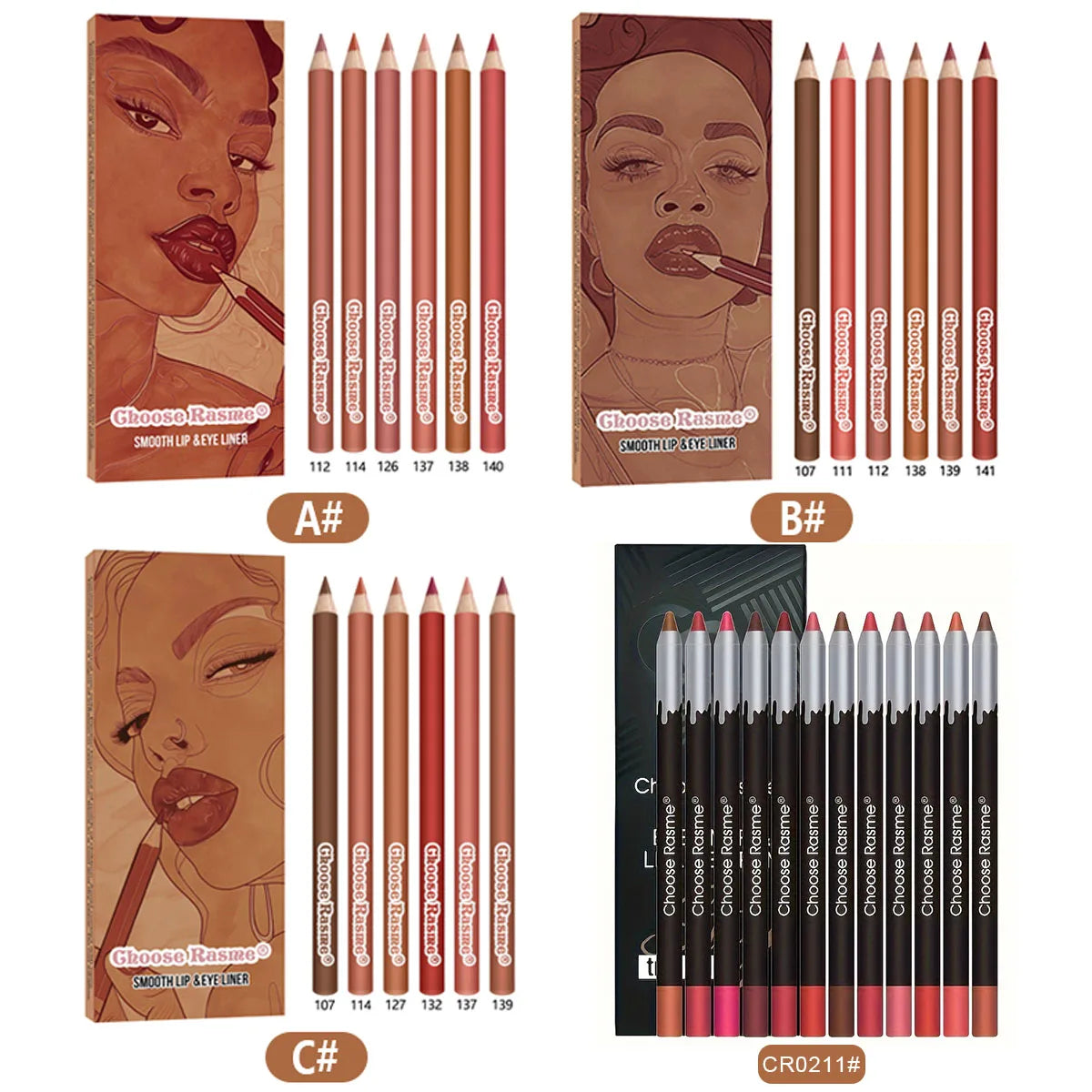 6colors Matte Lip Liner Red Outline Lip Liner Waterproof long-lasting