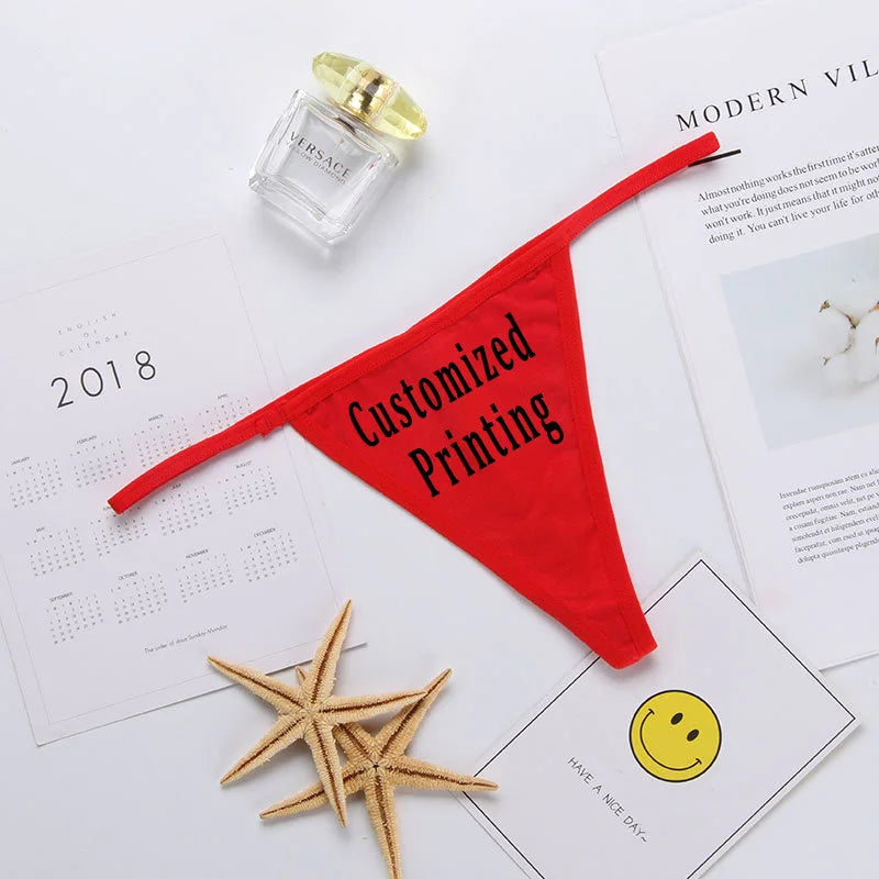 Female Cotton T Back Panties Underwear Customized G String Women Low Waist Thong Underwear Sexy Lingerie Plus Size