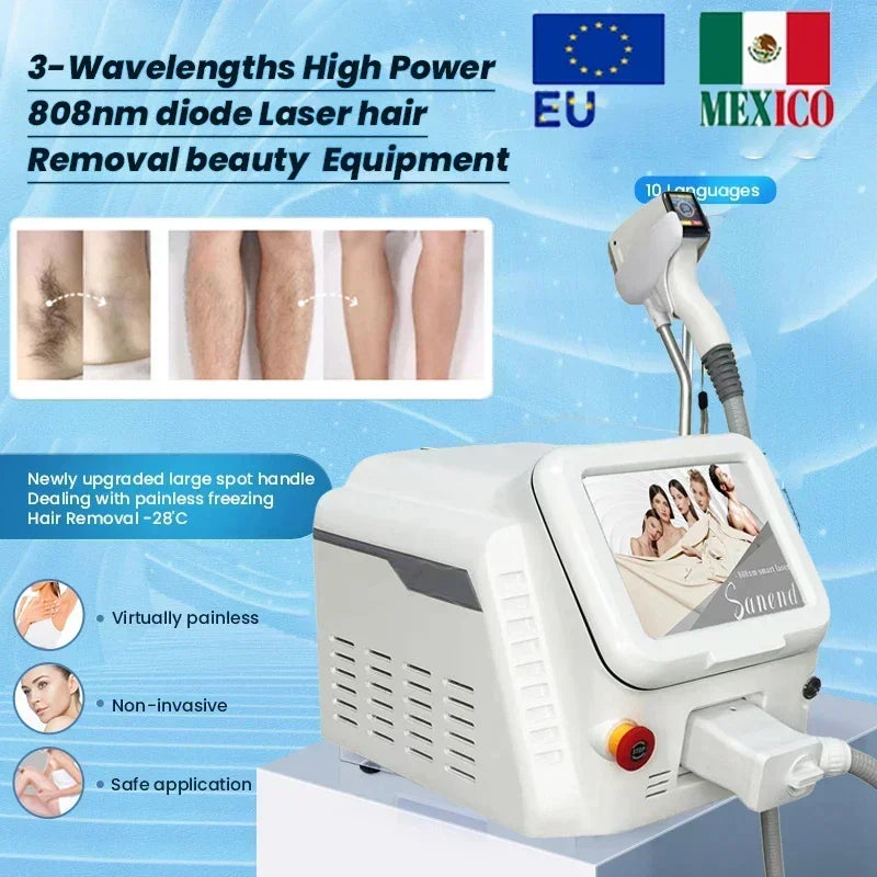 Portable Diode Laser Hair Removal Machine Professional depiladora Epilator For women Equipment Titanium 4 wavelength Laser