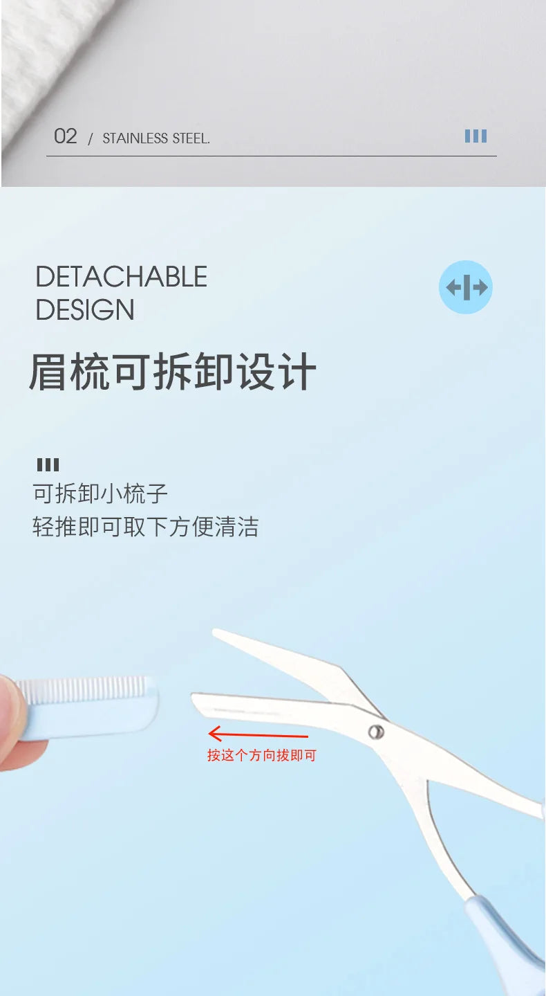 Safe Eyebrow Trimmer Makeup Products Stainless Steel Eyebrow Scissors with Comb Hair Removal Shaver Eyebrow Shaping Makeup Tools