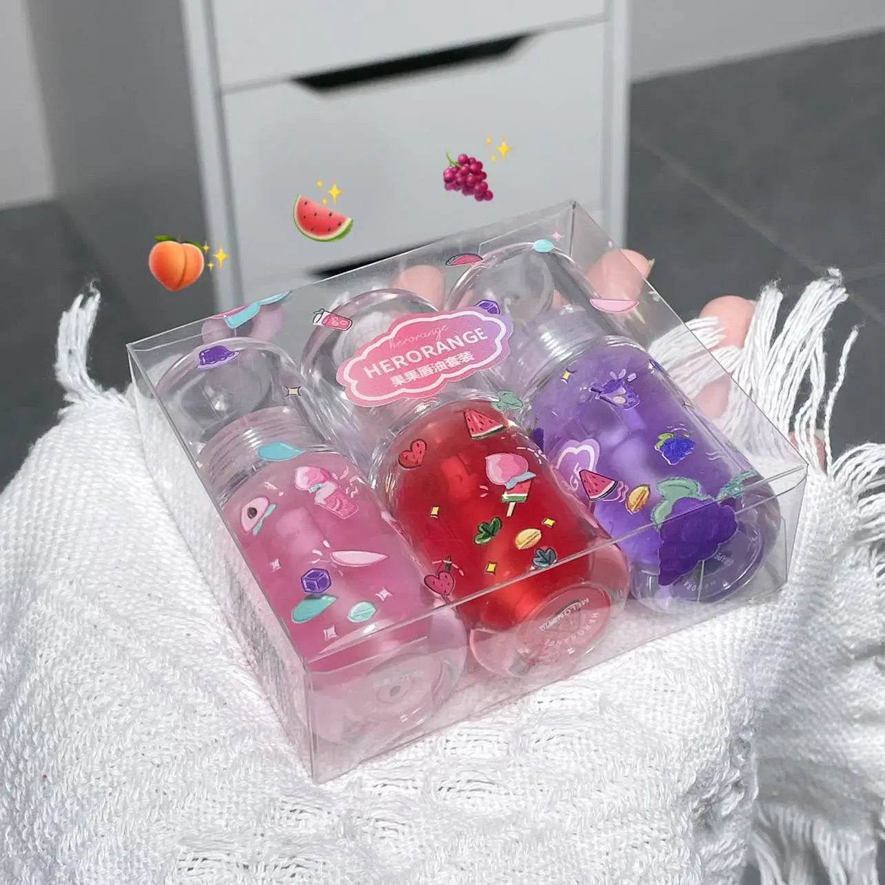 Peach Grape Fruit Lip Oil Crystal Jelly Transparent Lip Gloss