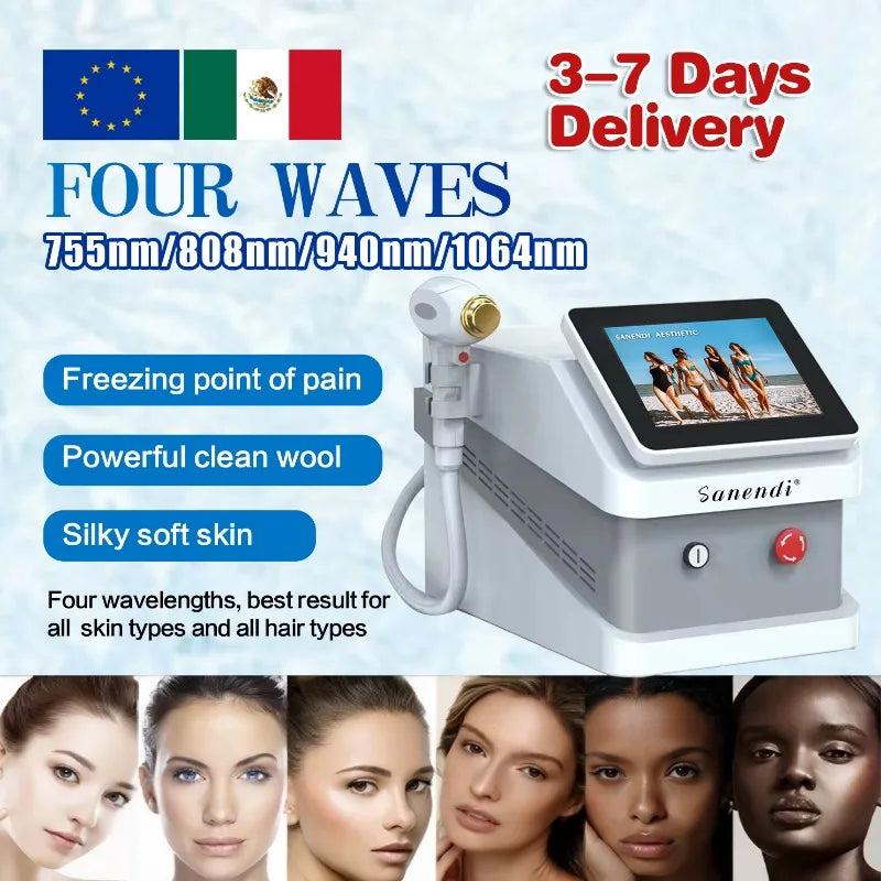 Diode Laser Hair Removal Professional Machine 4 Wavelengths 755 808 940 1064nm esktop rejuvenation Woman epilator for women
