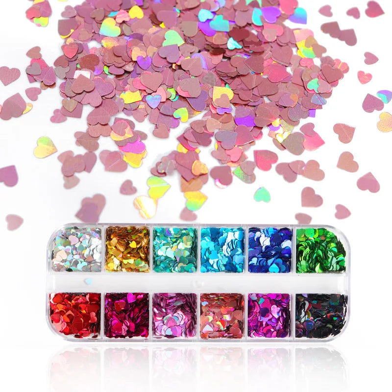 12 Girds Glitter Eyelash Extension Decorations Silver Gold Moon Star 3D Acrylic Butterfly For Nail Art Party Women Makeup Tools