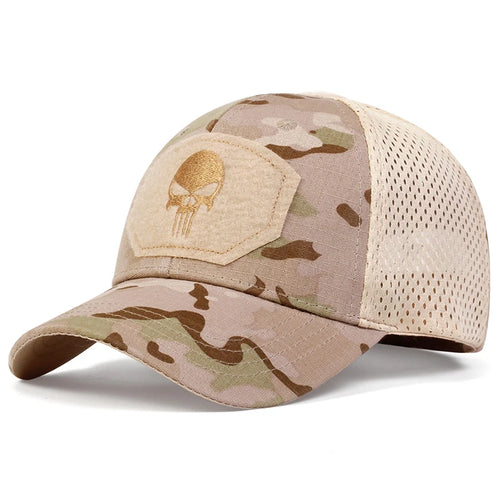 Unisex Skull Embroidered Top with Patch Breathable Baseball Caps