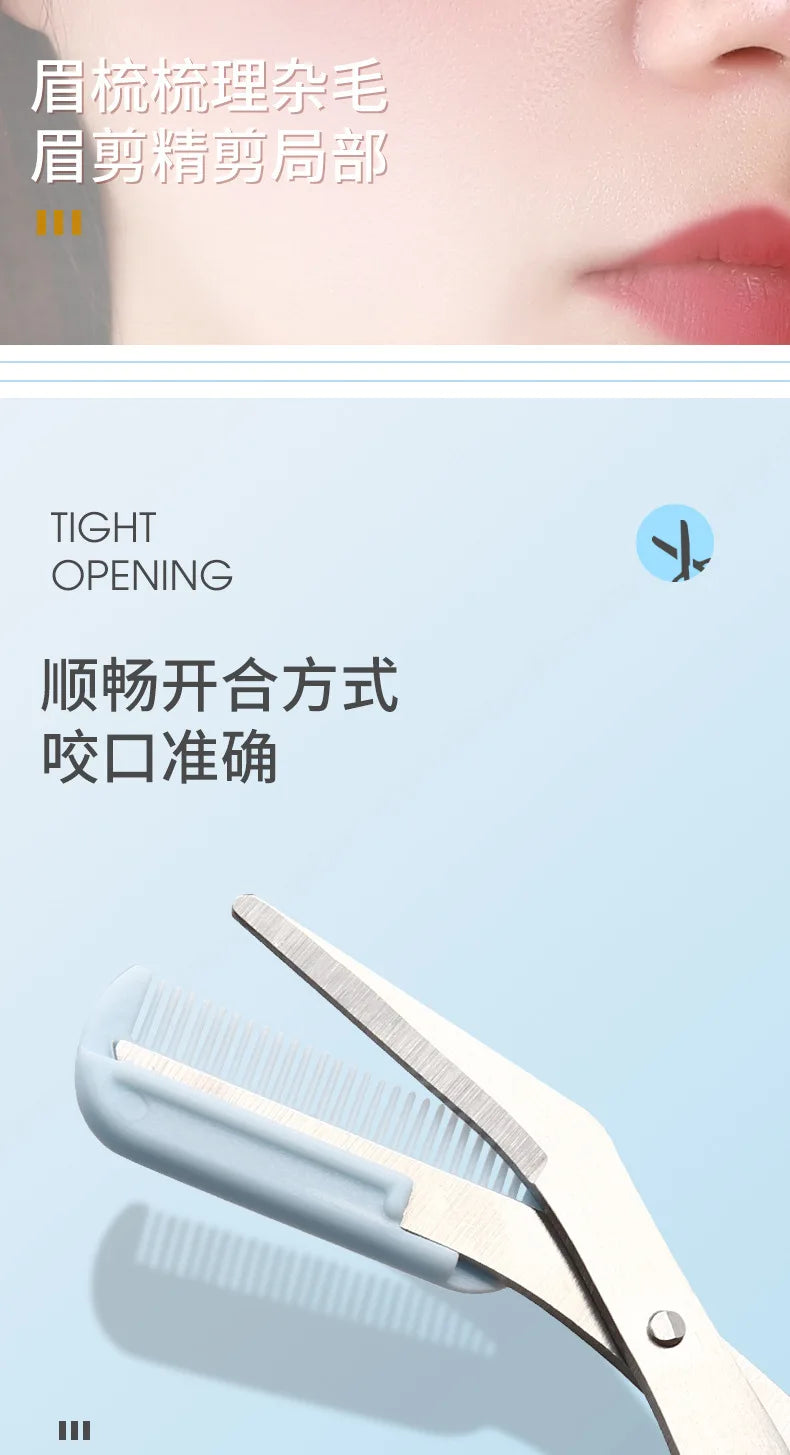 Safe Eyebrow Trimmer Makeup Products Stainless Steel Eyebrow Scissors with Comb Hair Removal Shaver Eyebrow Shaping Makeup Tools