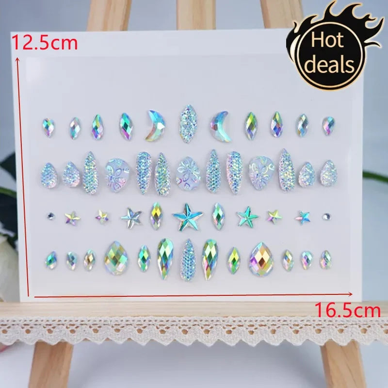 Glitter Face Jewelry Sticker Face Jewels Diamond Makeup Art Eyeliner Temporary Tattoo Party Bady Makeup Tools Eye Rhinestones