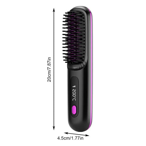 Cordless Hair Straightener Brush LCD Display Cordless Electric Hot